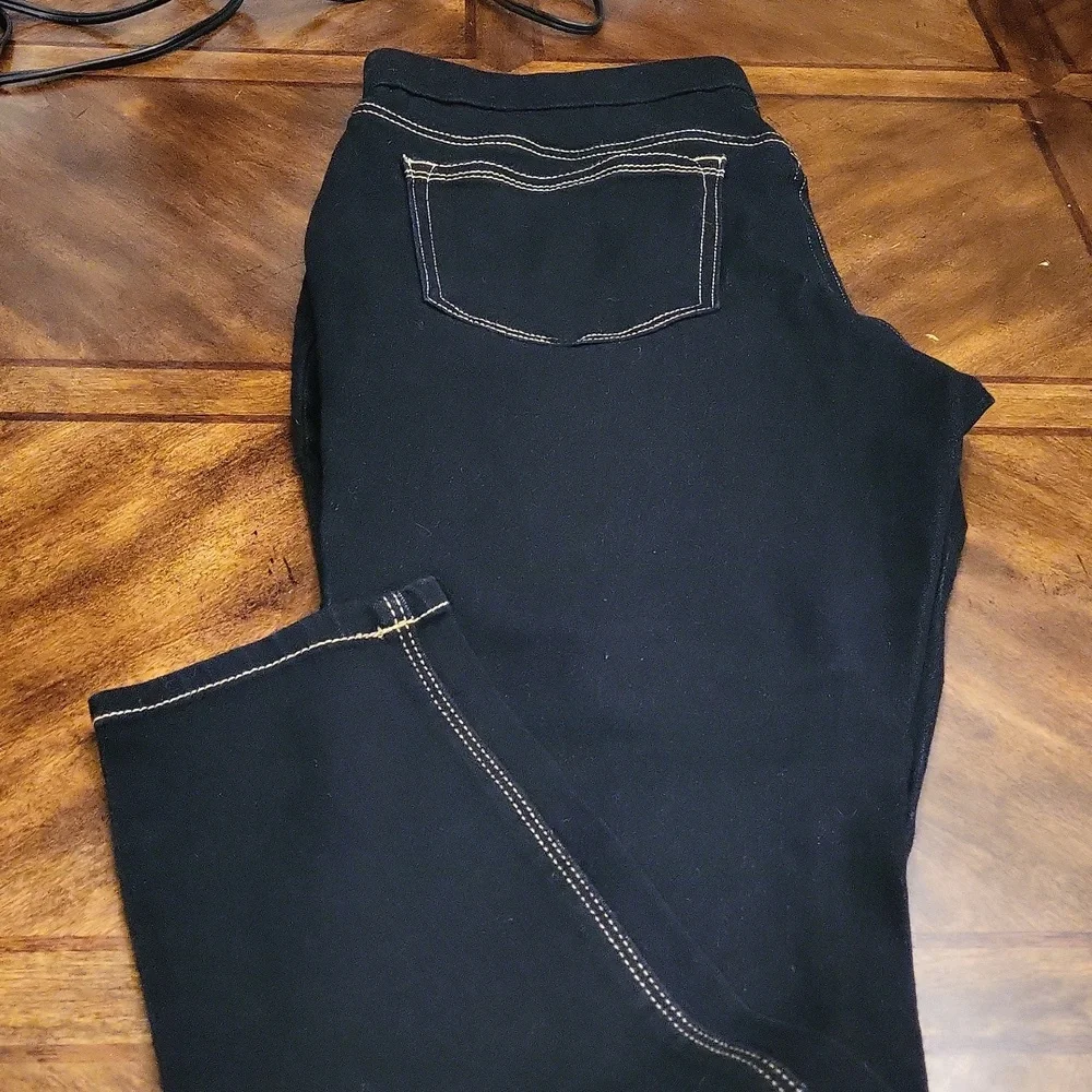 •L.E.I•HIGH WITH TAN STITCHING DARK SKINNY DENIM JEGGINGS SIZE LARGE - Picture 7 of 8